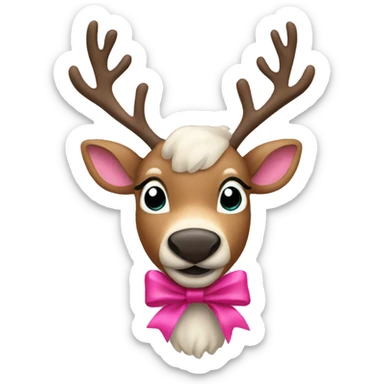 Reindeer with a pink bow sticker