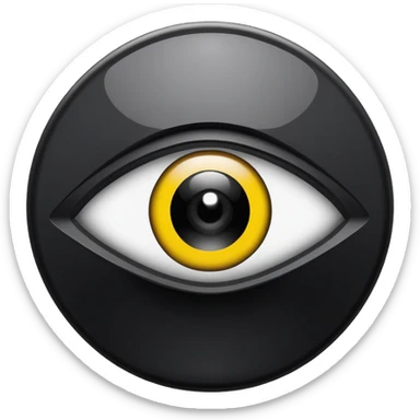 Minimalist emoji-style sticker of a black surveillance camera lens with a demonic eye inside, grayscale, with the words “ALWAYS WATCHING” below

 sticker