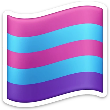 I want a flag, I want the first stripe at the top of the flag to be pink 🩷. I want The middle stripe to be the color purple 💜. And finally the bottom stripe I want the color blue 💙. Only those three colors in that exact order, pink, purple, blue. Make the colors more vibrant. No white. sticker