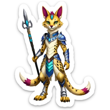 Anthro Epic Edgy Colorful Sergal-Serval-Vernid full body sticker