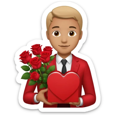 man with heart gift box and flower bouquet






























 sticker