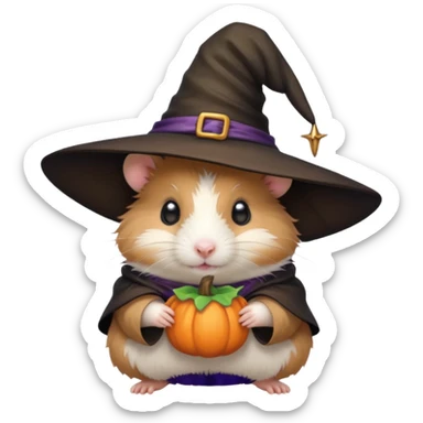 cute hamster wearing a witch hat sticker
