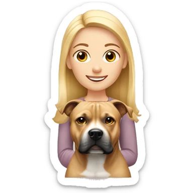 Blonde girl with Staffordshire terrier  sticker