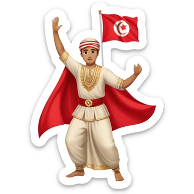 a man with a tunisian flag dancing  sticker