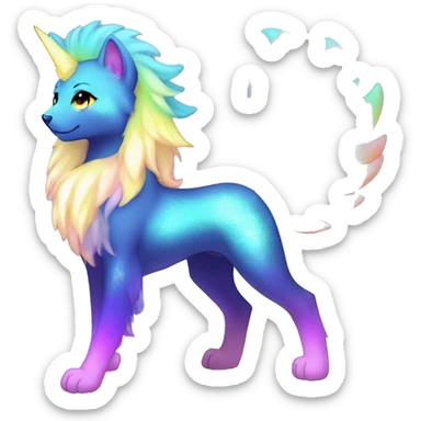 Shiny Sparkly Colorful Fluffy beautiful Mane Kawaii Ethereal Anthro Sona Nebula-Crystal-Fakemon sticker