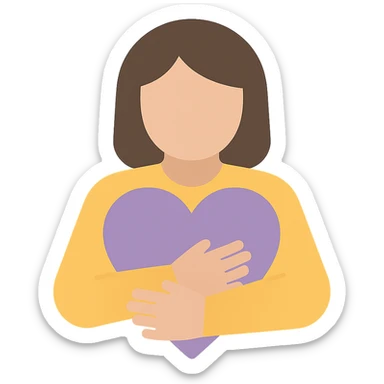 woman Arms hug a dull purple heart sticker