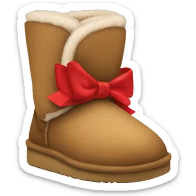 2 light brown slipper uggs with red bows sticker