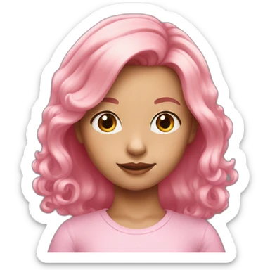 A young girl with pink medium length hair sticker