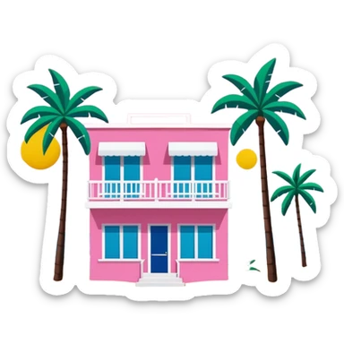 Matisse style pink SPAM art Miami beach landscape sticker