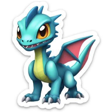 Colorful Edgy Chibi-Greymon-Flygon-Velociraptor-Pokémon sticker
