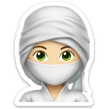 White Female Ninja with Green Eyes with White clothing  sticker