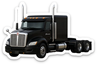 Enhance the flat top sleeper cab design of the 2026 Kenworth T680 semi truck, making the flat roof and low profile of the sleeper very clear and visually distinct. Keep a realistic style with no background. sticker