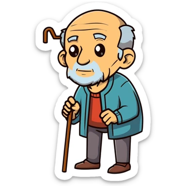elderly man with cane sticker