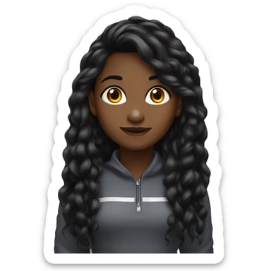 menina de olhos preto  cabelo muito longo cabelo preto e cabelo cacheado sticker