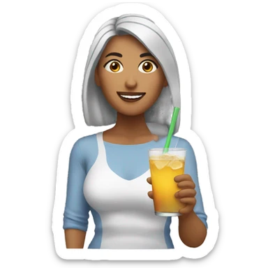 Latina enjoying drink sticker