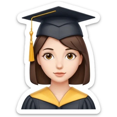 Brunette with graduation cap sticker