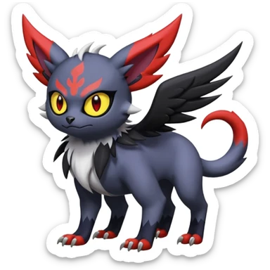 Noibat-Absol-Nargacuga-Litten-Torracat-fusion-Fakemon-Pokémon-creature  sticker