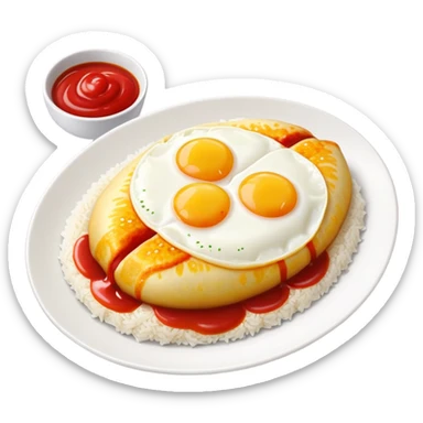 Japanese omurice dish with ketchup on top sticker