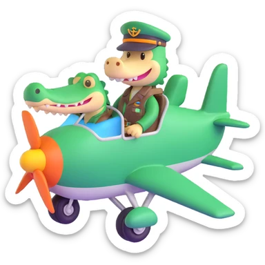 Crocodile pilot in an airplane sticker