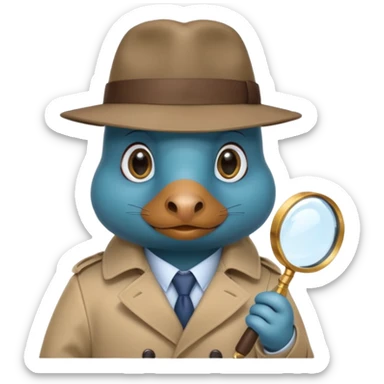 cute blue platypus detective sticker