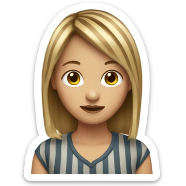 Girl with brown-blonde striped hair with bangs sticker