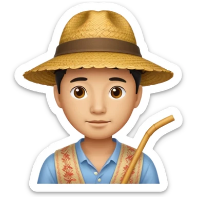 Chinese straw hat man sticker