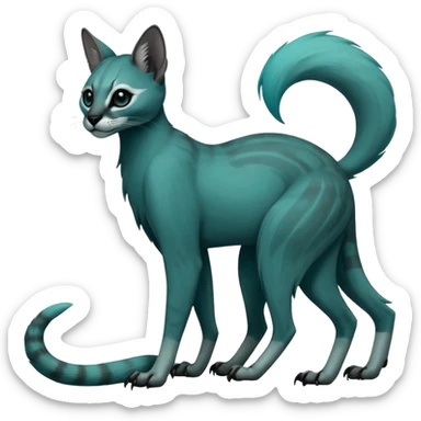 dark long-snouted evil foggy gloomy skeletal nightly skully zombie-like swampy ghostly greyish dull green-blue-turquoise spectral glorious divine exotic cute cool beautiful beautiful fantasy-caracal-civet-genet-sergal-vernid-Gryphon-Cacomistle-Trico-oncilla-animal-Fakémon-hybrid-fursona (full body) sticker