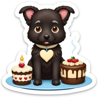 Tea and cake black dog sticker