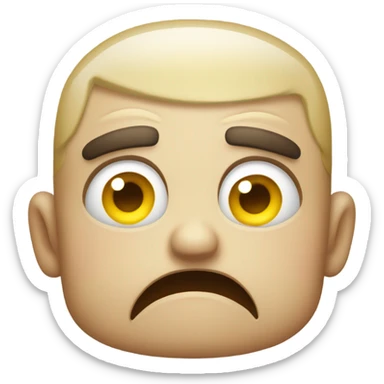 Angry emoyi jellow dot eyes only on one side beside and behind eachother giving a look of annoyed brows pulled up lips pouting a bit emoyi look sticker