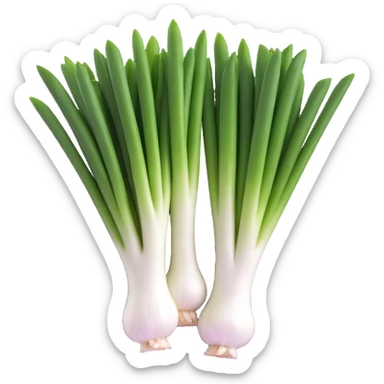 chopped green onions, clean, minimal, cute, well-lit, soft shadow, white background sticker