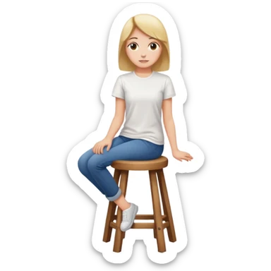 a person sitting on stool backs turned sticker