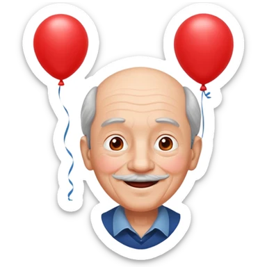 Grandpa floating with balloon sticker