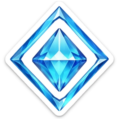 Create a custom emoji badge featuring a stylized, glossy letter “S”. Style it after the Diamond rank from League of Legends. Use crystalline blue tones, sharp reflections, faceted textures, and a high-end glowing frame.
 sticker