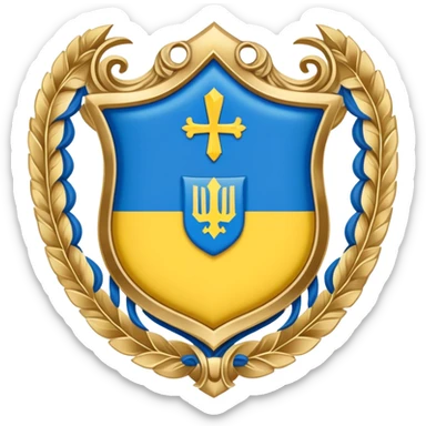 Ukrainian refugee protection symbol with German flag and shield sticker