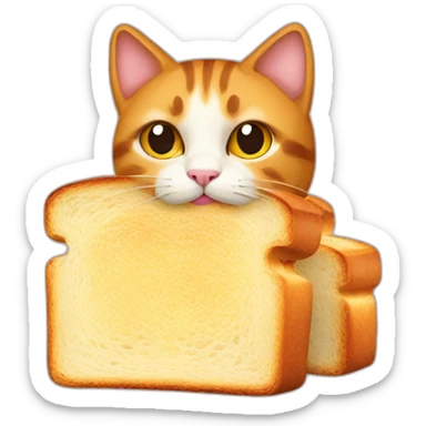 a cat with a buttered toast on its back sticker