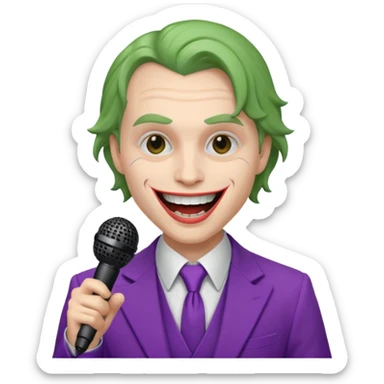 joker with, microphone, singing sticker