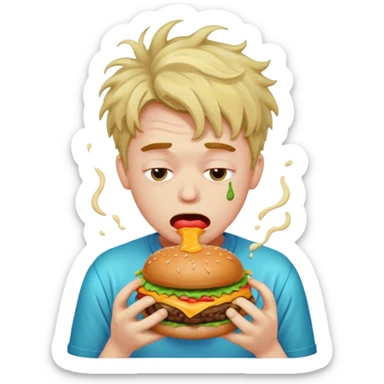 Guy with puking burgers sticker