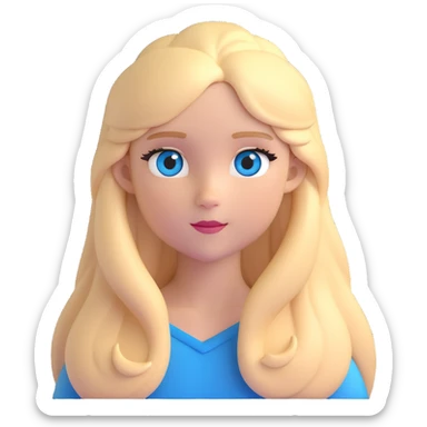 beautiful blond girl with long hair and blue eyes sticker