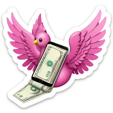 cash with wings pink sticker