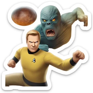 Captain Kirk fighting Gorm sticker