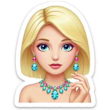 gem lover woman with gem accessories excessive amount sticker