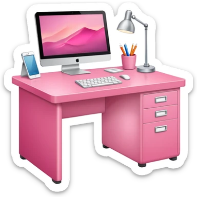 A Pink Office desk  sticker