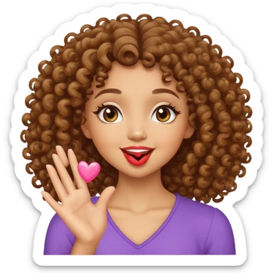 lightskin girl with curly hair blowing a kiss sticker