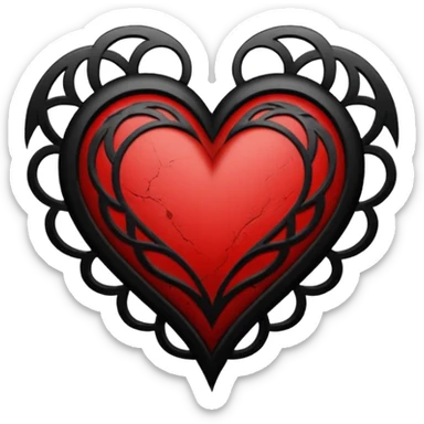 Black and red heart tattoo style sticker