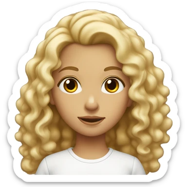 girl with blonde curly/wavy hair tanned with hazel eyes and white shirt sticker