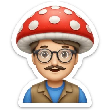 man with mushroom hat and glasses sticker