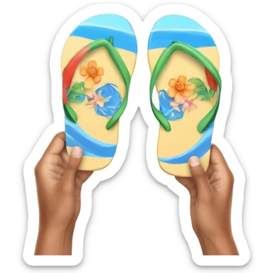 hand holding a flipflop sticker