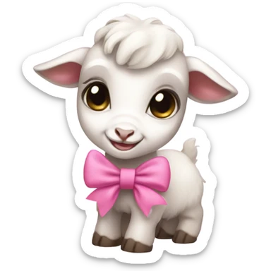 Baby goat girl with pink bow sticker