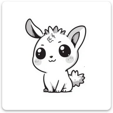 kawaii bunny plant dragon with tiny spikes, extremely cute, giant sparkly eyes, blushing cheeks, pastel colors, small mouth, adorable expression, chibi style sticker