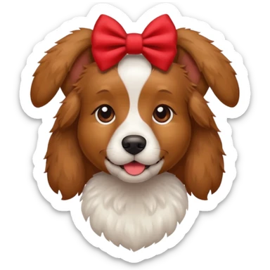 Brown dog with a bow on the ear sticker